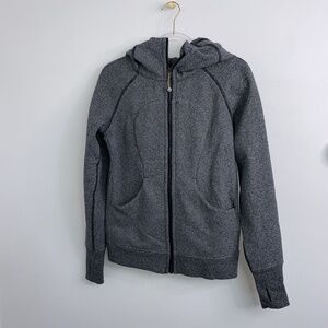 LULULEMON Scuba Fitted Full Zip Hoodie Heather Speckled Dark Gray Women's Size 8